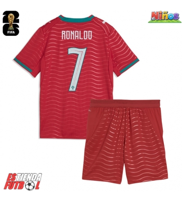 Portugal Cristiano Ronaldo #7 Primera Equipación Niños Mundial 2026 Manga Corta (+ Pantalones cortos)